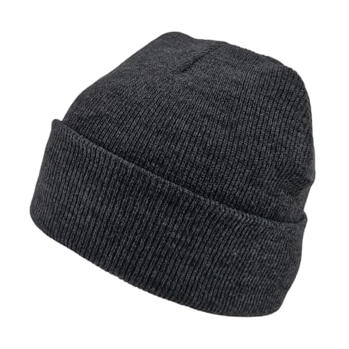 Image of Komonee Beanie Hat Plain Dark Grey Soft Comfortable Casual for Men Women Warm Knitted Winter Woolly Skully Ski Headwear Stretchy Thermal Unisex Cap Perfect for Daily Wear Outdoor Sports