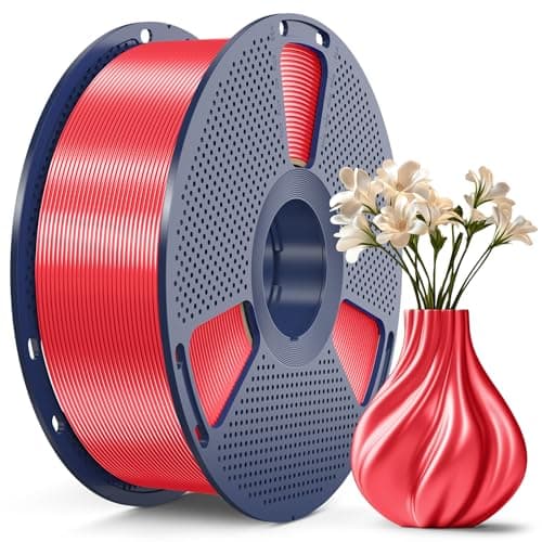 Image of SUNLU Silk PLA+ Filament, Shiny Metallic Silk 3D Filament 1.75mm, High Strength PLA Plus 3D Printer Filament, 1KG Spool, Red
