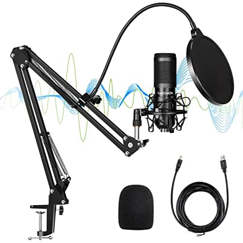 Image of Yakomon USB Condenser Microphone, Recording Studio Kit With Standing, 192KHZ/24Bit Streaming Podcast PC Mic for YouTube Video/Game/PS4 (Updated)