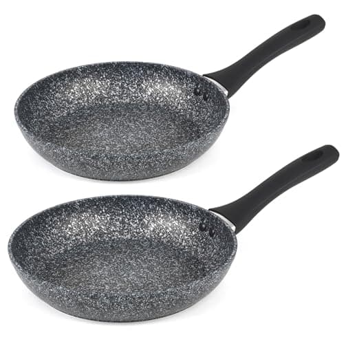 Image of Salter COMBO-3692 Megastone Frying Pan Set - 24/28 cm Non-Stick Fry Pans, Induction Frying Pan, 2 Piece Set, Omelette Pan, Dishwasher & Metal Utensil Safe, PFOA Free, Aluminium, Soft-Touch Handles