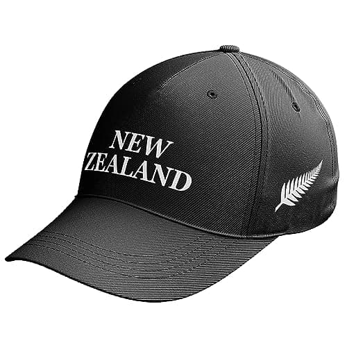 Image of Purple Print House New Zealand 1892 Mens Cap Retro Rugby Supporters Cup Hat, One Size, Black