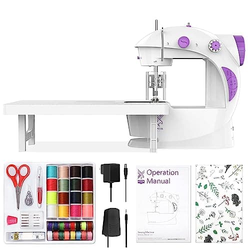 Image of Mini Sewing Machine for Beginners, Electric Sewing Machines with 42PCS Sewing Tools and Extension Table, Gift for Kids