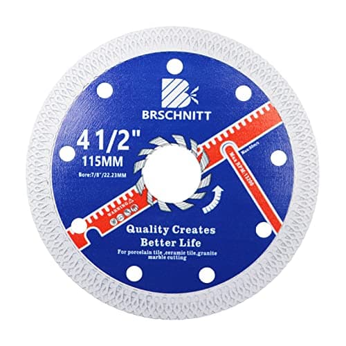 Image of Super Thin Diamond Porcelain Cutting Disc with X Teeth,BRSCHNITT 115mm x Arbor 22.23mm Diamond Cutting Disc for Dry/Wet Cutting Porcelain Tile Ceramic Marble Granite