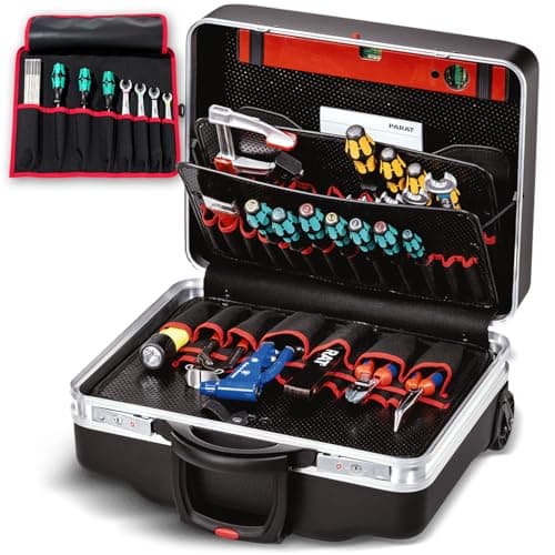 Image of Parat Classic Kingsize Roll neo TSA Lock™ | Tool Box with Wheels for 50 Pockets | Includes Basic Roll-Up Case 8 | 36L Tool Trolley with Base Tray | With Double Frame & Wheels