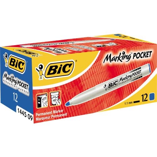 Image of BIC Marking Fine 1445 06 - Permanent Marker, 1.1 mm, Blue, pack of 12