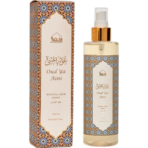 Image of Oud Room & Linen Spray by Dukhni | 250ml Aini Air Freshener, Room Mist, for Bed Linen, Fabrics, Sofa and Prayer Mats | Islamic gifts, Free from Alcohol, Odour eliminator for strong odour