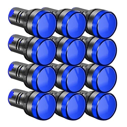 Image of Gebildet 12pcs 22mm AC/DC 12-24V/20mA LED Power Indicator, LED Pilot Signal Light Panel Indicator, LED Flash Light (Blue)