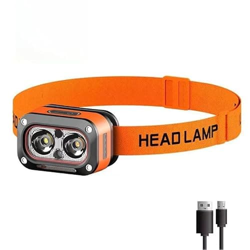Image of YZYOE Rechargeable LED White, Yellow, and red Sensing Headlights, Outdoor Portable mini Head Mounted Lights with Electric Quantity Display. 5 Modes Suitable for Running, Camping, Family, Work, etc.