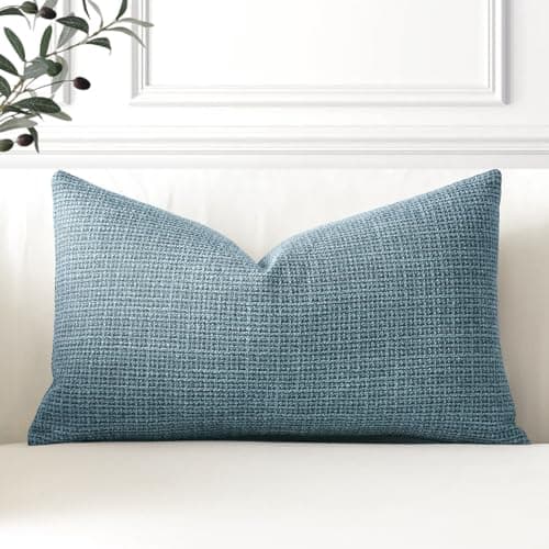 Image of Artscope Linen Cushion Covers Set of 1 Decorative Lumbar Pillowcase Pillow Cover 12x20 Inch for Home Decor Sofa Bedroom Car 30x50cm Blue