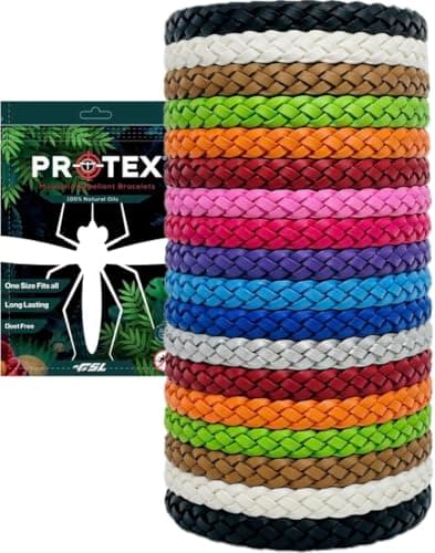 Image of PR0TEX 18 Pack Mosquito Repellent Bracelet, Adjustable Leather Deet-Free Wrist Bands, Powerful Effective Protection, Insect Repellent Bracelets for Adults & Kids, Resealable Pack.