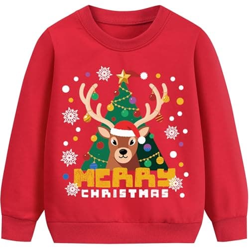 Image of EULLA Boys Christmas Sweatshirt Reindeer Jumper Kids Cool Children Xmas T Shirt Gift Cotton 3-4 Years