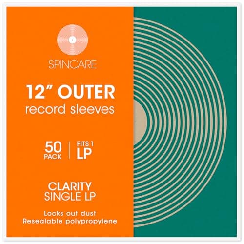 Image of 50x 12 Inch Single LP Resealable Clear Outer Vinyl Record Sleeves | Clarity Blake Covers Fit Single 12” Albums & LPs