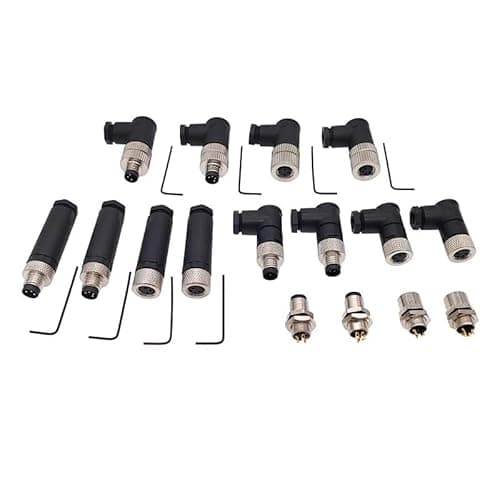 Image of 4Pc M8 Sensor Connector Waterproof Male&female Plug Straight Angle Screw Threaded Coupling 3 4 Pin Flange Socket Back Mount(Angle 3pin female-01)