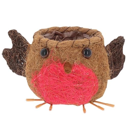 Image of Shudehill Giftware Cute Coir Planters Wildlife Collection - Bee's, Robins, Hedgehog, Chicken, Owl and More in Two Sizes (Robin, Large)