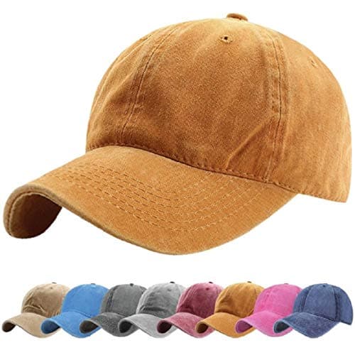 Image of UMIPUBO Unisex Vintage Baseball Cap Adjustable Baseball Cap Outdoor Sports Solid Hats (Yellow)