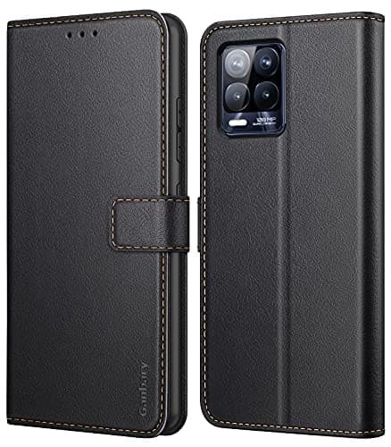Image of Ganbary Case for Realme 8 / Realme 8 Pro 4G, Premium PU Leather Flip Case Wallet Phone Case Protector [Full Protection] [Card Slots] [Kickstand] for Realme 8 Pro 4G/ Realme 8, Black