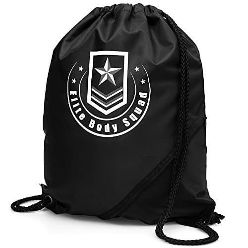 Image of Elite Body Squad Drawstring Bag Gym Sack, Durable Fabric With Strong Stitching + Handy Zipped Storage Pocket - Water Resistant + Lightweight