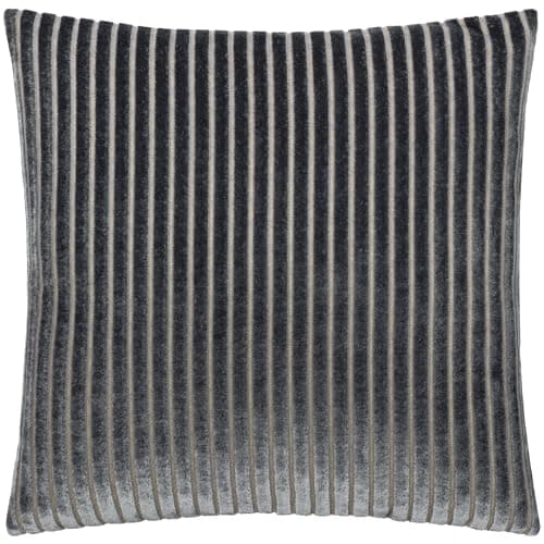 Image of Paoletti Savoy Stripe Cushion Cover – Reversible Soft Textured Velvet Decorative Cushion for Sofas Beds and Armchairs (Charcoal - 50x50cm)