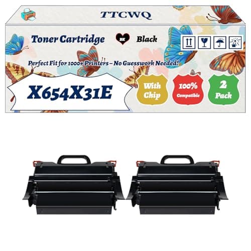 Image of Compatible for Lexmark X654X31E Toner Cartridge Work for Lexmark X654 X654DE X656 X656DE X656DTE Printers, with Chip, High Yield 8000 Pages, High-Definition Printing (2-Pack Black)