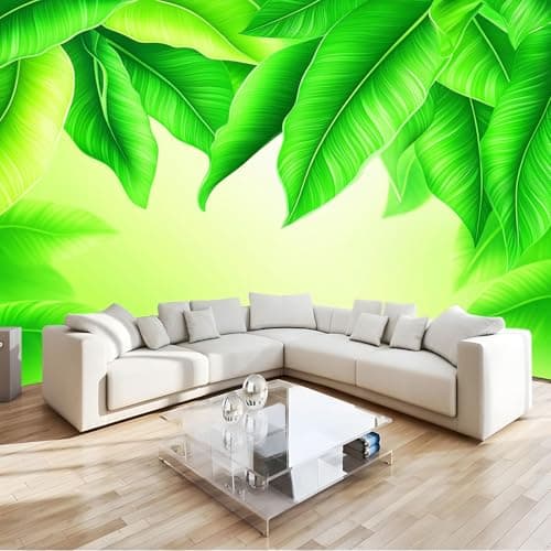 Image of 3D Non-Woven Wall Mural Photo Wallpaper Minimalism Banana Leaf 300 x 210 cm Photo Wallpaper Mural, Premium Art Print Decor for Living Room Kids' Bedroom & Home Interiors, Green