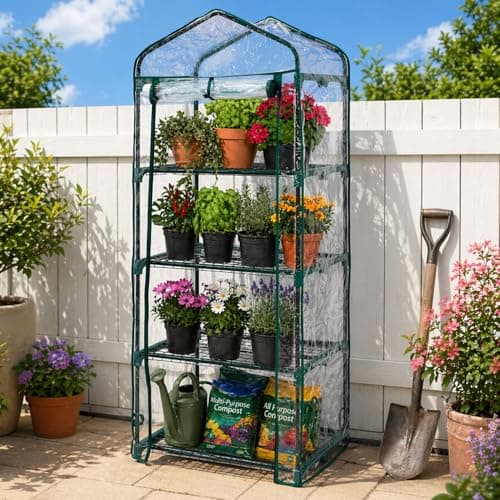 Image of Neo Greenhouse PVC Cover Grow House Galvanised Steel Frame Four Shelves Roll Up Zipper Door Indoor Outdoor Plants (Small - 150 x 70 x 50cm)
