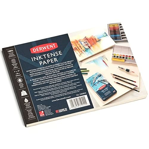 Image of Derwent Inktense Paper Pad 7 x 10", 20 Sheets, 7x10 inches, Textured Cold Pressed Watercolour Paper, Ideal for Inktense Layering Techniques, Professional Quality (2305834)