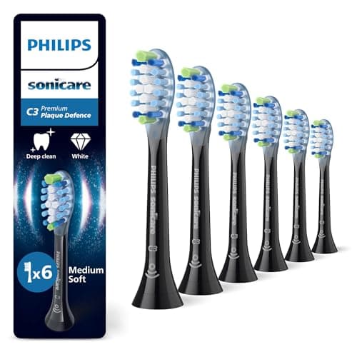 Image of Philips Sonicare C3 Premium Plaque Defence, Genuine Replacement Toothbrush Heads, Black, 6 Pack, HX9046/88