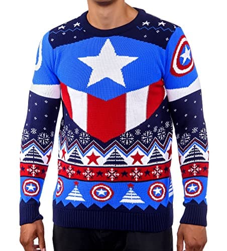 Image of Captain-American Christmas Jumper for Men and Women Marvel Gift (Size: XXL)