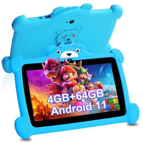 Image of Discoball 7Inch Kid's Tablet Android 11 Tablet for Kids Ages 3-12, 4GB RAM+64GB ROM Children Wifi Tablets Parental Control Boys Pre-Installed APP Dual Camera Toddler Tablets with Proof Case