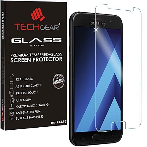Image of TECHGEAR Screen Protector for Galaxy A3 2017 (SM-A320 Series) - GLASS Edition Genuine Tempered Glass Screen Protector Guard Cover Compatible with Samsung Galaxy A3 2017