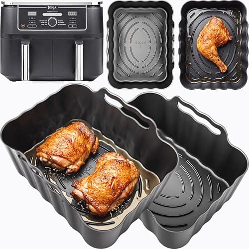 Image of Premium Ninja AF400UK 9.5L Silicone Liners | 2.5mm Thick, Convex Base, Non-Stick & Dishwasher Safe | 2PCS Ninja Foodi Max Dual Zone Air Fryer Liners | Ninja AF400UK Accessories | by iStock Ltd