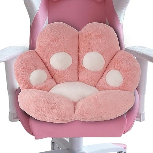 Image of FlyGulls Cat Paw Cushion Kawaii Cat Paw Pillow for Computer Gaming Chair Comfy Chair Cushions for Office Plush Cute Pillows for Room Decor (Pink, 70 x 60 cm/27.5 x 23.6 Inch)