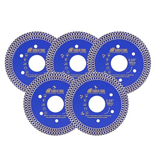 Image of SHDIATOOL Diamond Cutting Disc 5PK 85mm 3-3/8Inch Super Thin X Mesh Turbo Saw Blade for Tile Marble Ceramic Porcelain