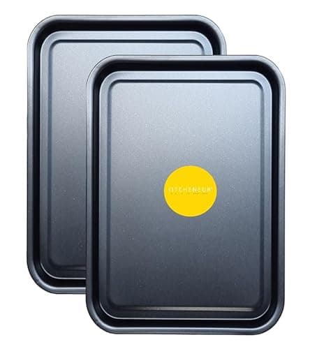 Image of 2-Pack Essential 35cm Baking Tray Set - Non-Stick Oven Trays Teflon™ Coated for Baking & Roasting Durable, Dishwasher Safe & Stackable Bakeware for Easy Cleaning & Space-Saving Storage by KITCHENEUR®