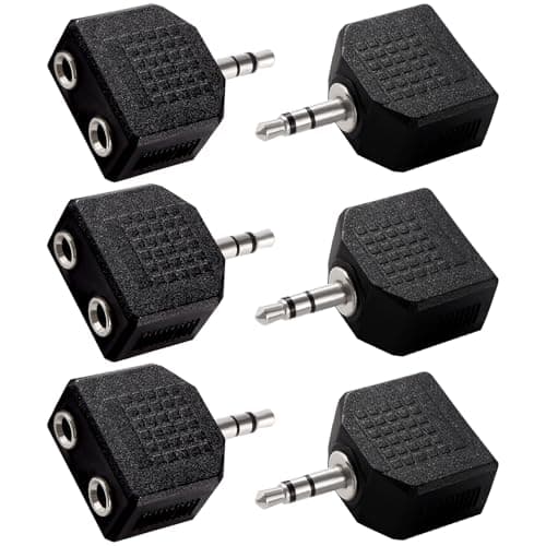 Image of KUOQIY 6 PCS 3.5mm Jack Stereo Audio Adapter Splitter, 3.5mm Jack Plug to 2x 3.5mm Jack Sockets Stereo Adaptor Dual Splitter, Nickel Plated