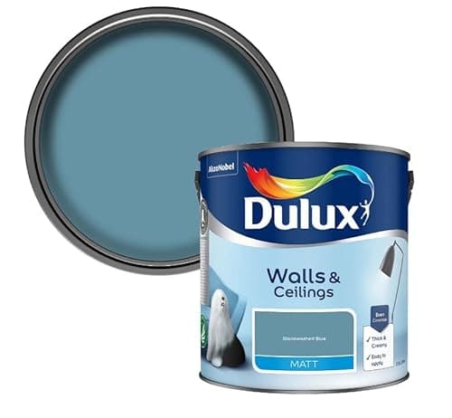 Image of Dulux Matt Emulsion Paint | Walls and Ceilings | Stonewash Blue 2.5Litre | Thick Creamy and Easy to Apply
