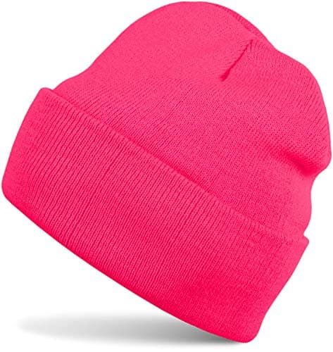 Image of styleBREAKER Unisex Beanie Knitted Hat Solid Color, Fine Knit Double-Layer Warm Winter Knit Beanie 04024029, Colour:Neon Pink