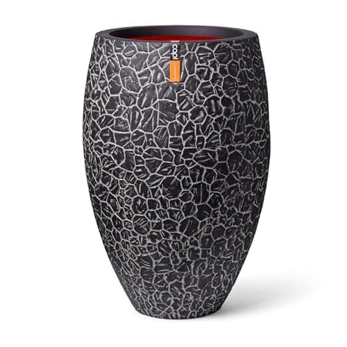 Image of CAPI EUROPE - Vase elegant deluxe Clay NL - 51x72 - Anthracite - Opening Ø31 - Pot for indoor and outdoor use - Shatterproof - 100% recyclable - KATC1138