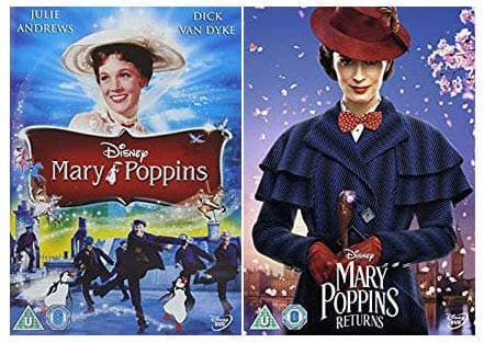 Image of Mary Poppins 1-2 DVD Collection - Mary Poppins / Mary Poppins Returns = ULTIMATE 2 x DVD UK SET