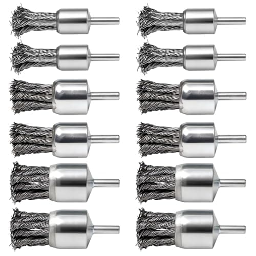 Image of Pilikoll 12 Pcs Knotted Wire Wheels Brush with 1/4-Inch Round Shank Twist Knot Wire Brush for Drill Knotted Wires End Brushes for Metal Derusting, Paint Removal, Deburring|(20mm,25mm,30mm)