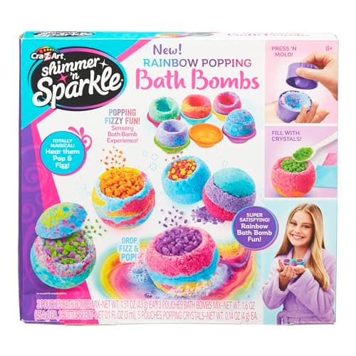 Image of CRA-Z-ART Shimmer and Sparkle 17345 Shimmer N Sparkle Rainbow Popping Make Your own fizzing kit Childrens Colourful Scented Bath Bombs