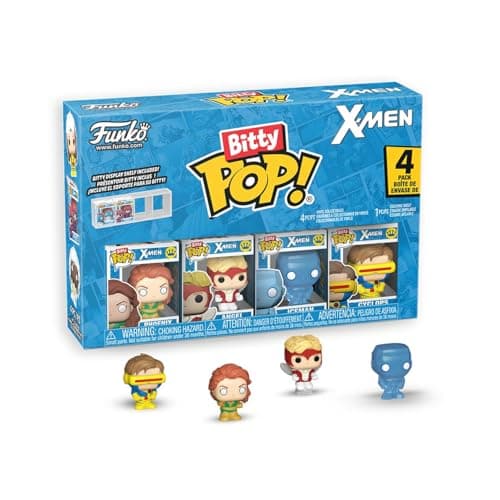 Image of Funko Bitty POP! 4 Pack: Marvel - X-Men - Phoenix, Angel, Iceman, Cyclops - 1 in 6 chance of receiving the rare Chase variant - Styles may vary - 0.9 inch (2.2 cm) Collectable - Gift Idea