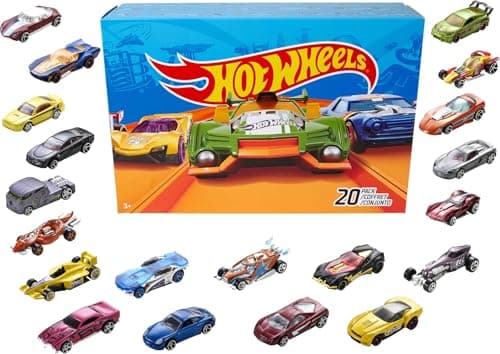 Image of Hot Wheels Set of 20 Toy Cars (Assorted Styles, One Random Set) Toy Trucks and Cars in 1:64 Scale with Realistic Details and Decos, Collectible for Kids Ages 3 and Up, DXY59