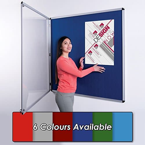 Image of Wonderwall Classic Tamperproof Lockable Felt Blue Noticeboard,120 x 120cm, Indoor Pinboard with Double Locks and Keys - Ideal for Office, School & Healthcare Displays