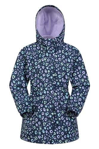 Image of Mountain Warehouse Dale Kids Lightweight Waterproof Jacket - Fleece Lined Girls & Boys Rain Coat, Breathable, Adjustable Cuffs - For Spring Summer & Outdoors Dusky Purple Kids Size 11-12 Years