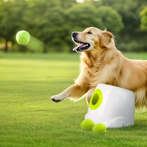 Image of ALL FOR PAWS Automatic Dog Ball Launcher, Rechargeable Ball Launcher for Dogs,Interactive Tennis Ball Thrower Machine for Dogs, Puppy Pet Fetch Toy,3 Balls Included (MAX)