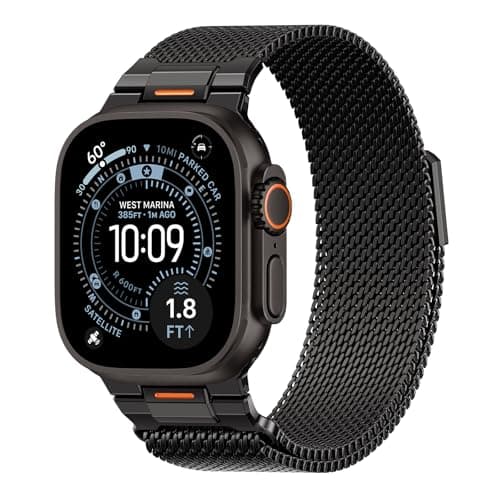 Image of SOLOLUP Milanese Loop Magnetic Strap for Apple Watch Ultra 3/2 Strap 49mm 46mm 45mm 44mm 42mm 41mm 40mm 38mm Men,Stainless Steel Mesh Metal Connector Band for Apple Watch 11 10 9 8 7 6 5 4 3 SE 3/2nd