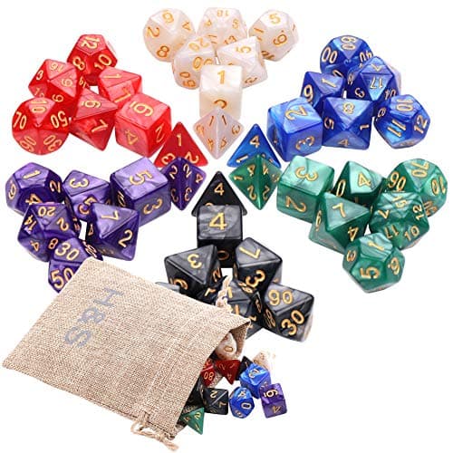 Image of H&S 42pcs 7-Sided Polyhedral DND/D&D Dice (6 Sets) for Dungeons & Dragons, RPG, MTG Tabletop Games, D20 Starter Pack - Dice Set