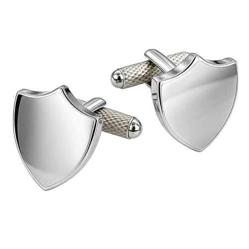 Image of Silver Shield Cufflinks - Onyx Art CK913 Knight Coat of Arms Cuff Links In Premier Life Packaging