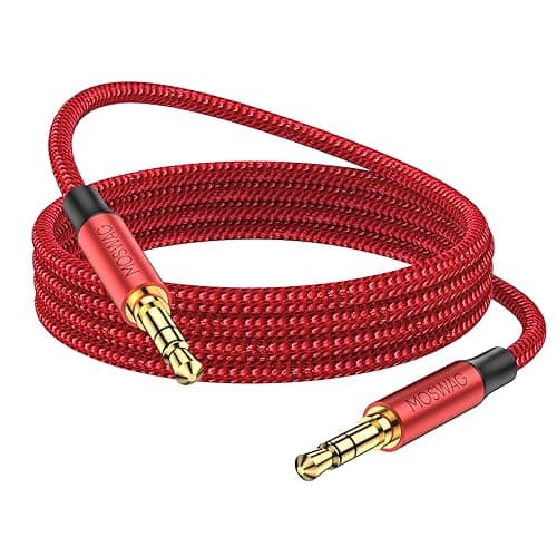 Image of MOSWAG 1.64FT/0.5M 3.5mm Aux Cord to 3.5mm Audio Aux Jack Cable Male to Male aux Cable Nylon Braided Stereo Jack Cord for Phones,Headphones,Speakers,Tablets,PCs,Music Players and More